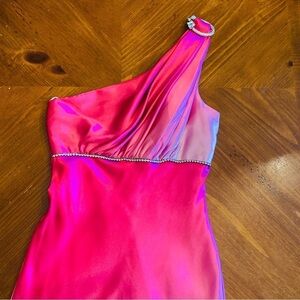 One Shoulder Party Formal Cocktail Maxi Pink Dress By Dollar Size XS Prom Party